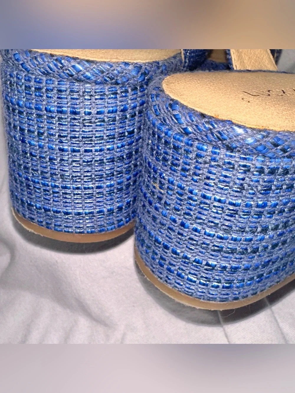 Lucky Brand Women's Size 7 Blue Denim Look Platform Sandals 2.5” Heels